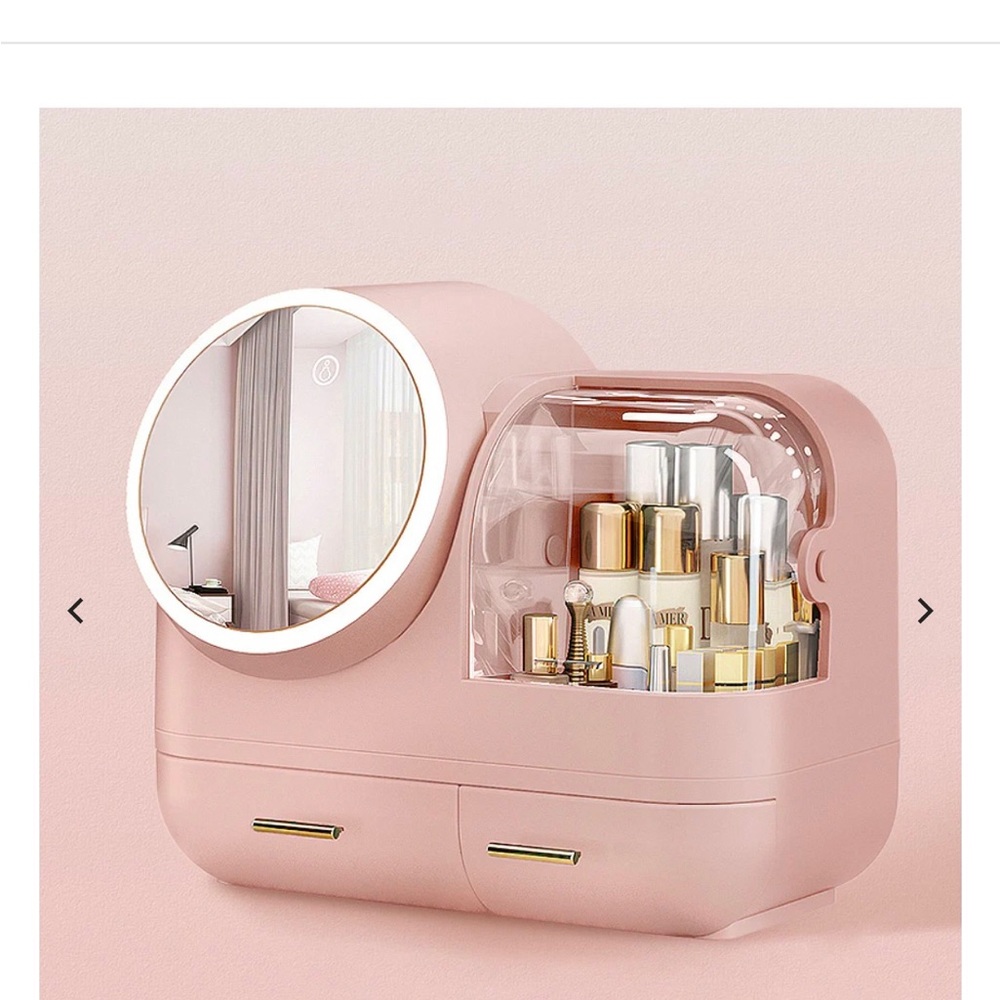 Joybos lighted make-up mirror with storage